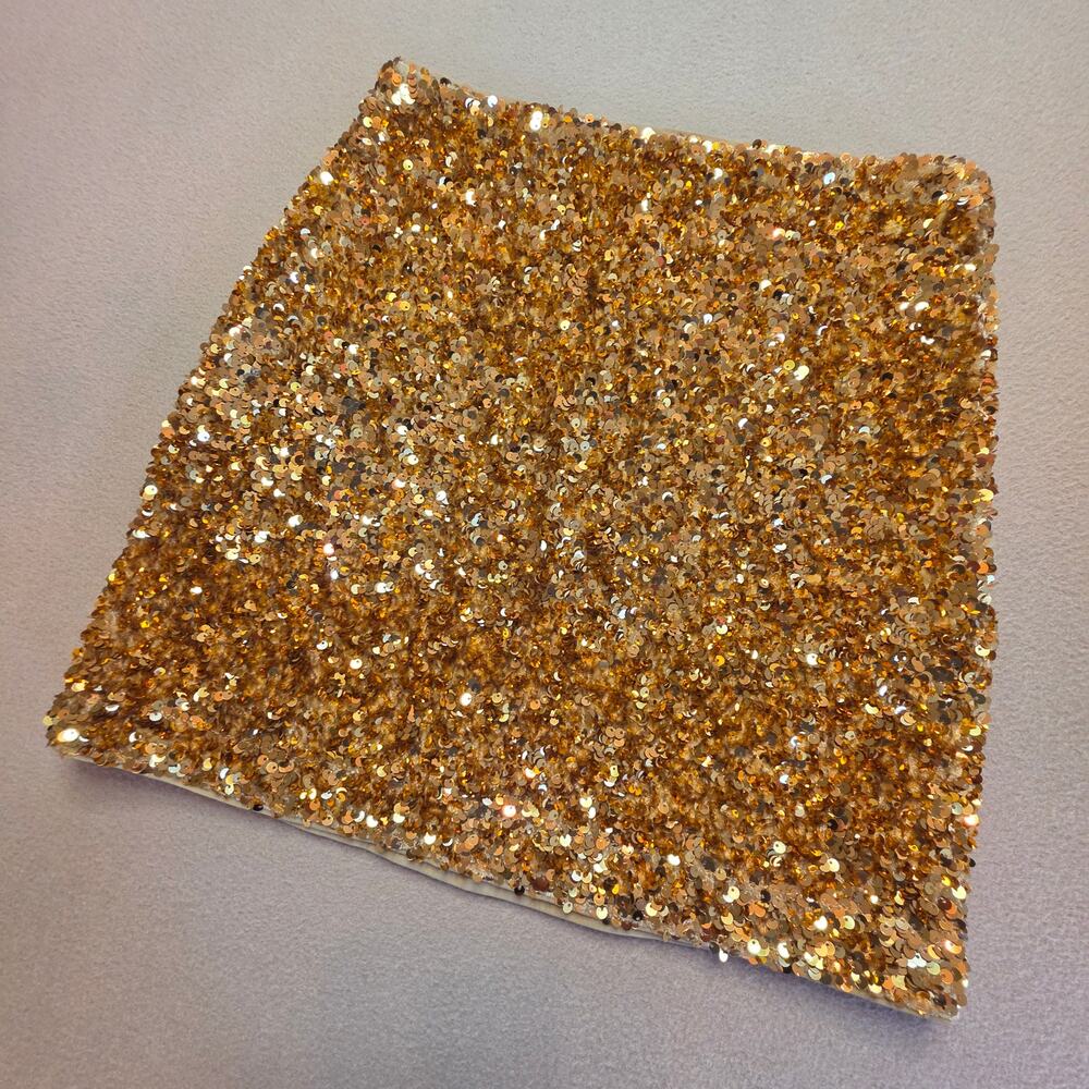 H&M Women's Gold Sequin Mini Skirt Sz 4 Sparkly Metallic Holiday Party
